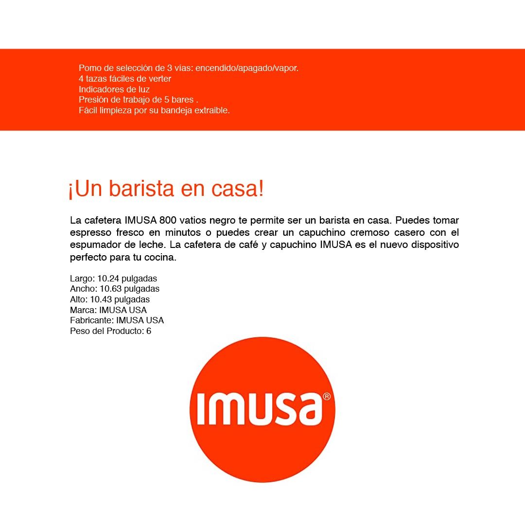 Cafetera IMUSA para espresso y capuchino ¡Un barista en casa!