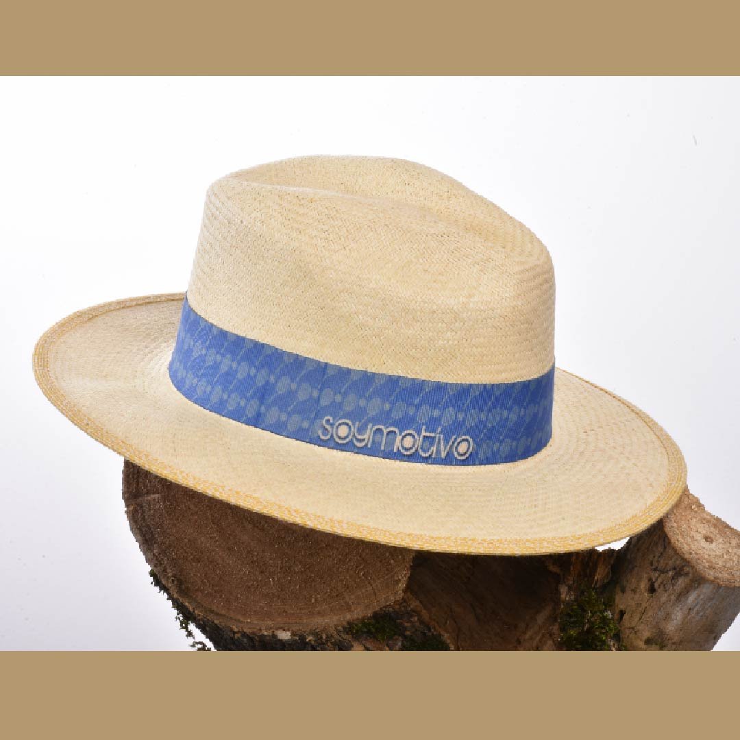 Sombrero Gobelino Natural Ala 6 Tejido Extrafino Cinta azul